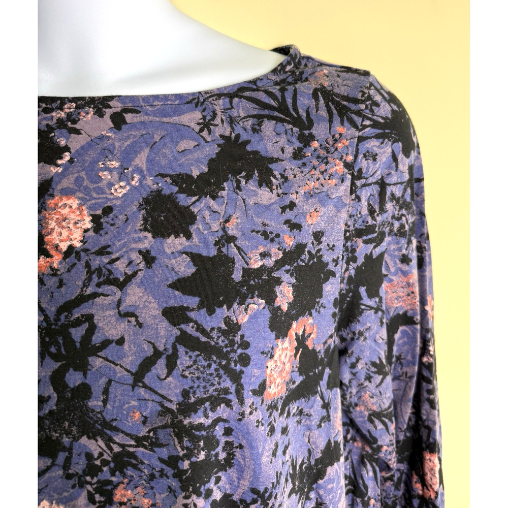 Peruvian Connection Tunic dress purple black floral XL lagenlook boho